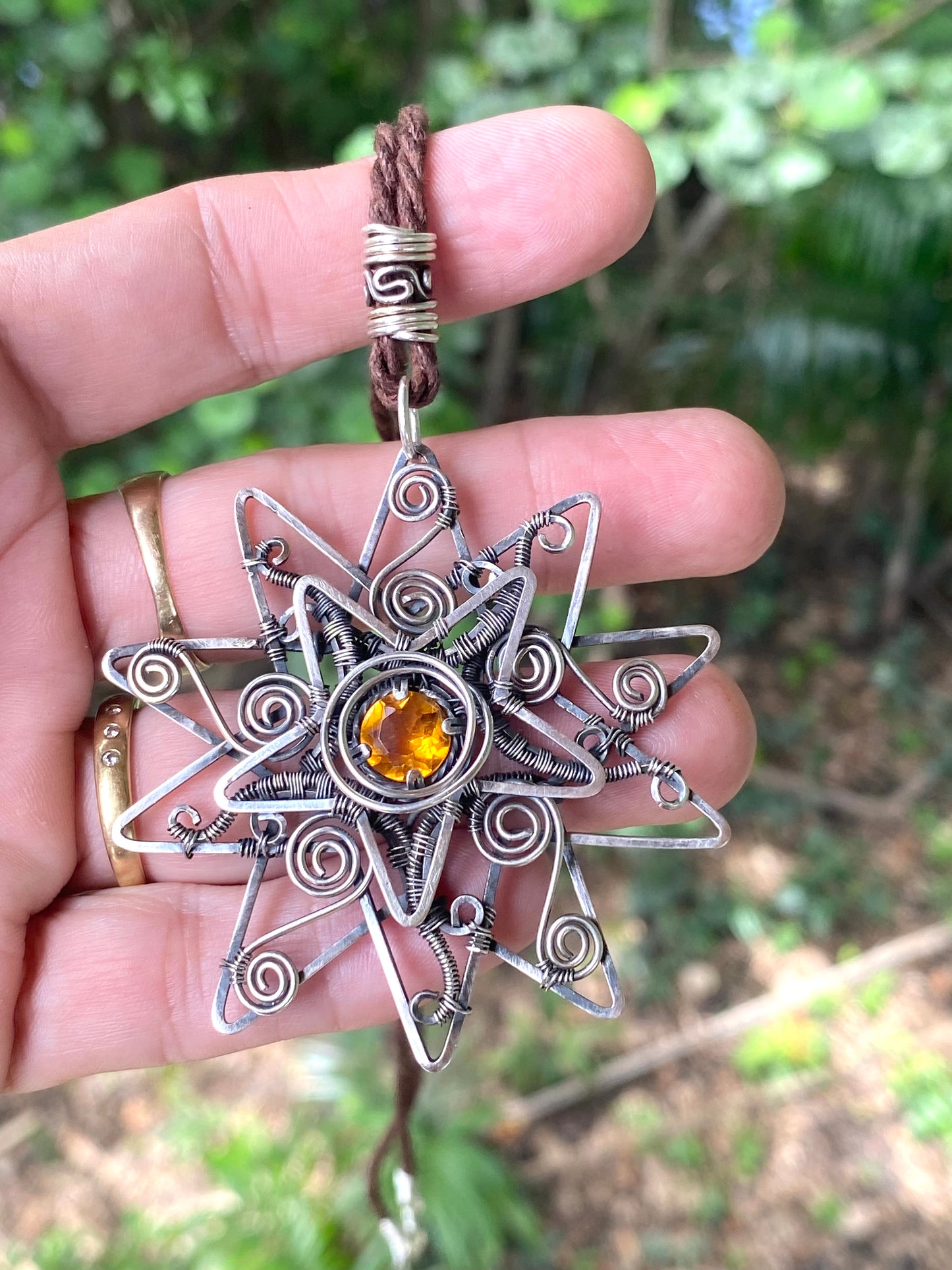 Citrine Sterling Silver sun pendant