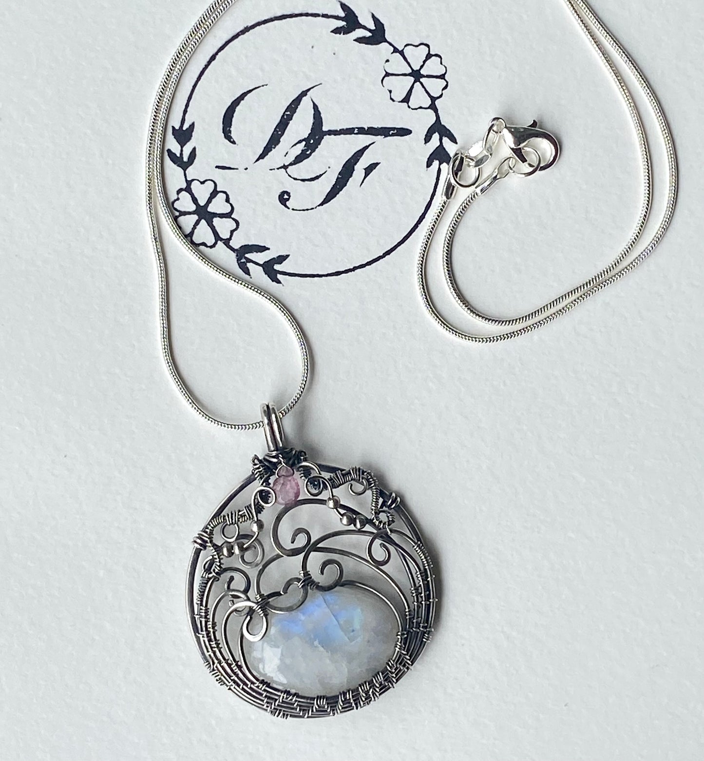 moonstone and silver pendant