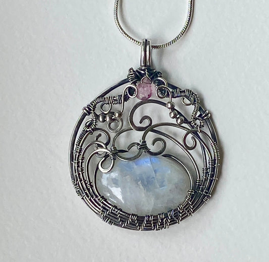 moonstone and silver pendant