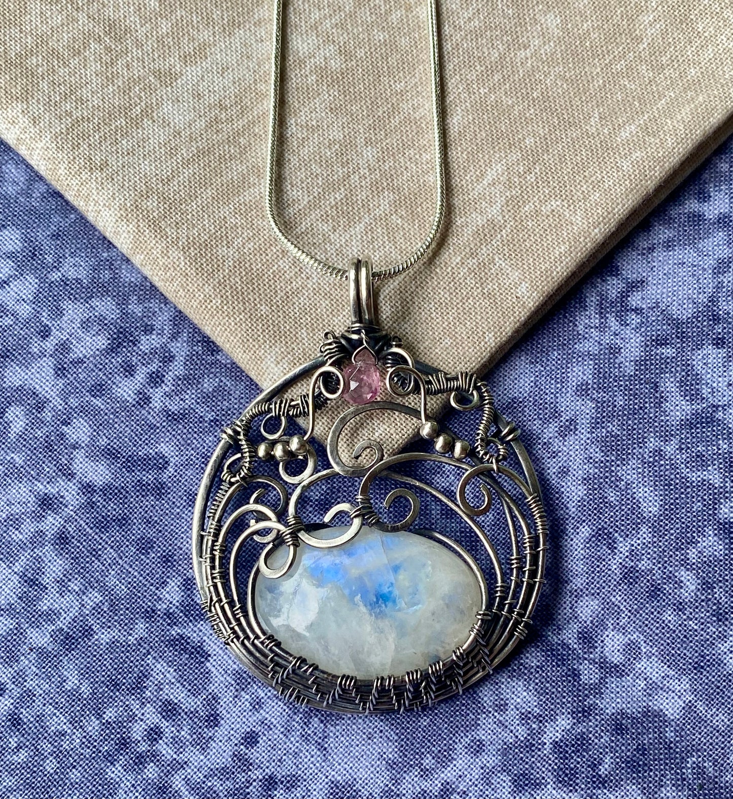 moonstone and silver pendant