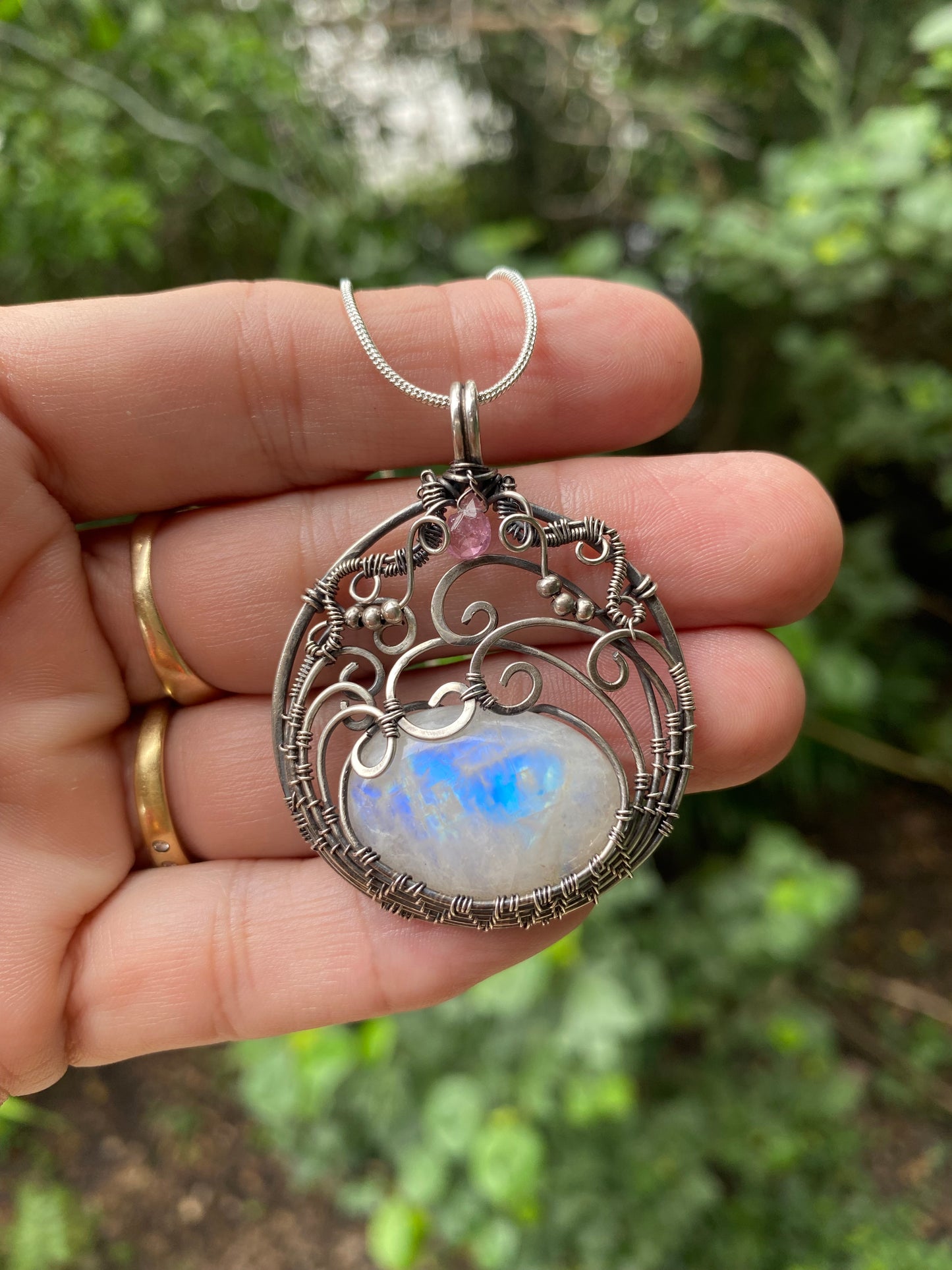 moonstone and silver pendant