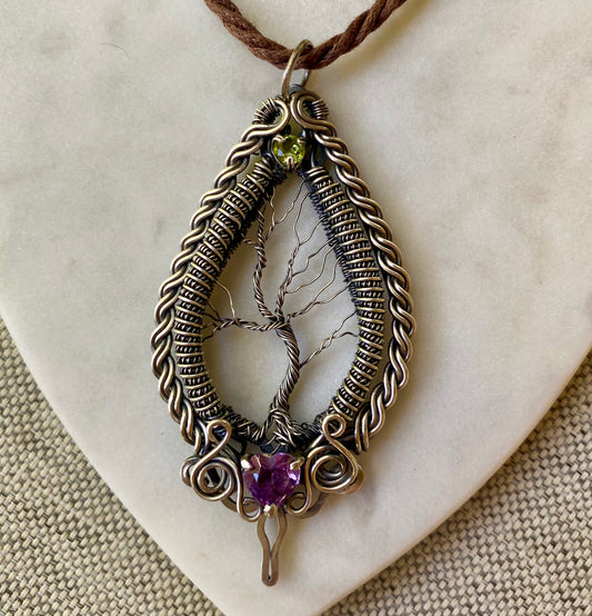 Celtic Tree of Life Pendant Amethyst and Sterling silver