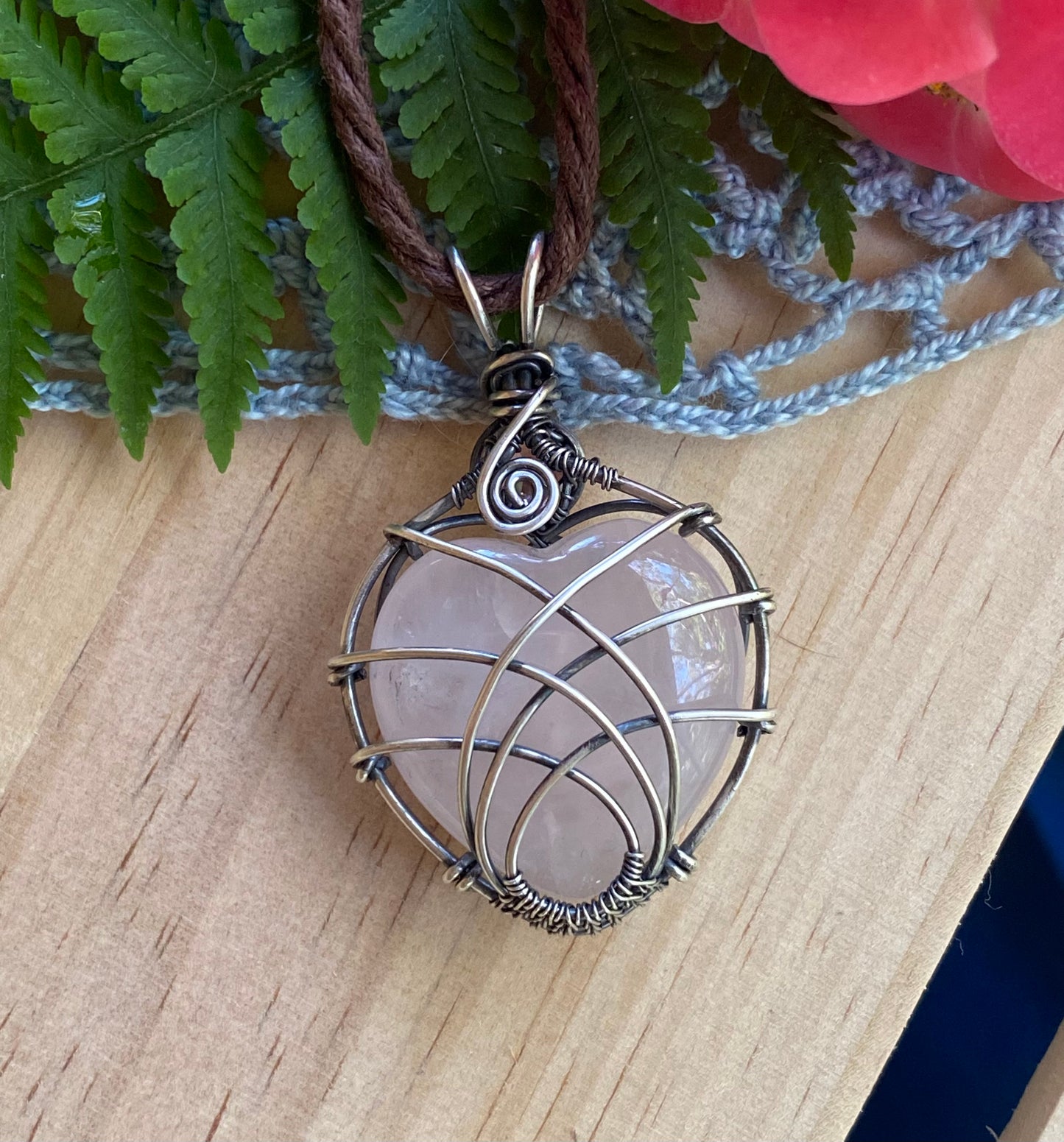 Celtic Motherhood Knot Rose quartz and silver Pendant