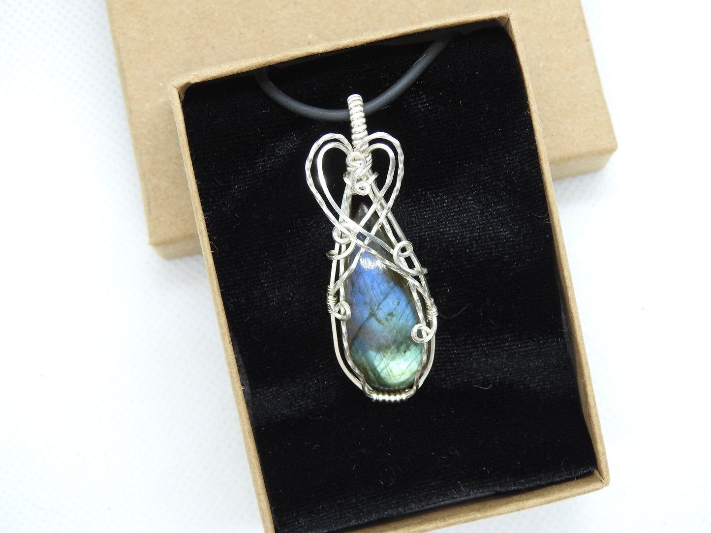 Labradorite sterling silver wire wrap pendant