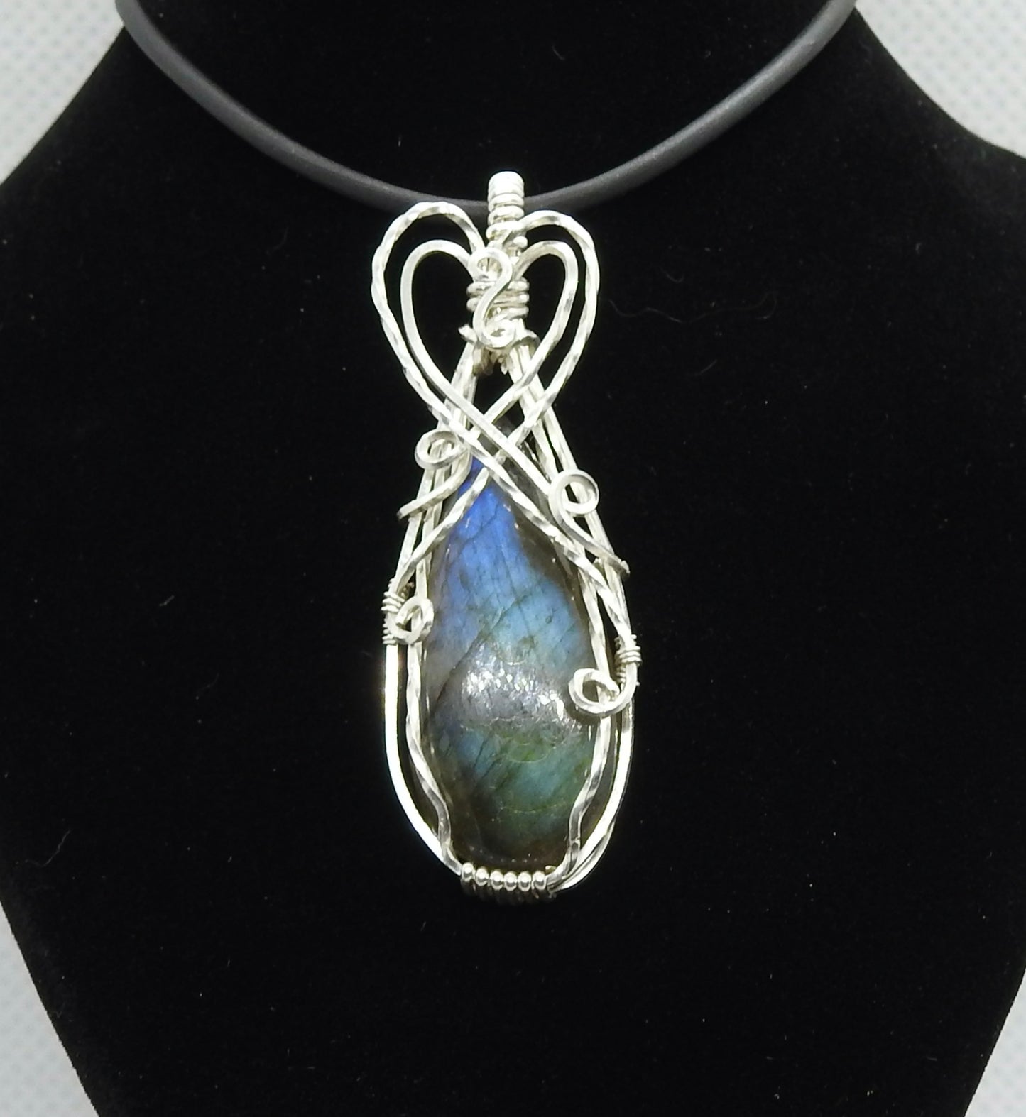 Labradorite sterling silver wire wrap pendant