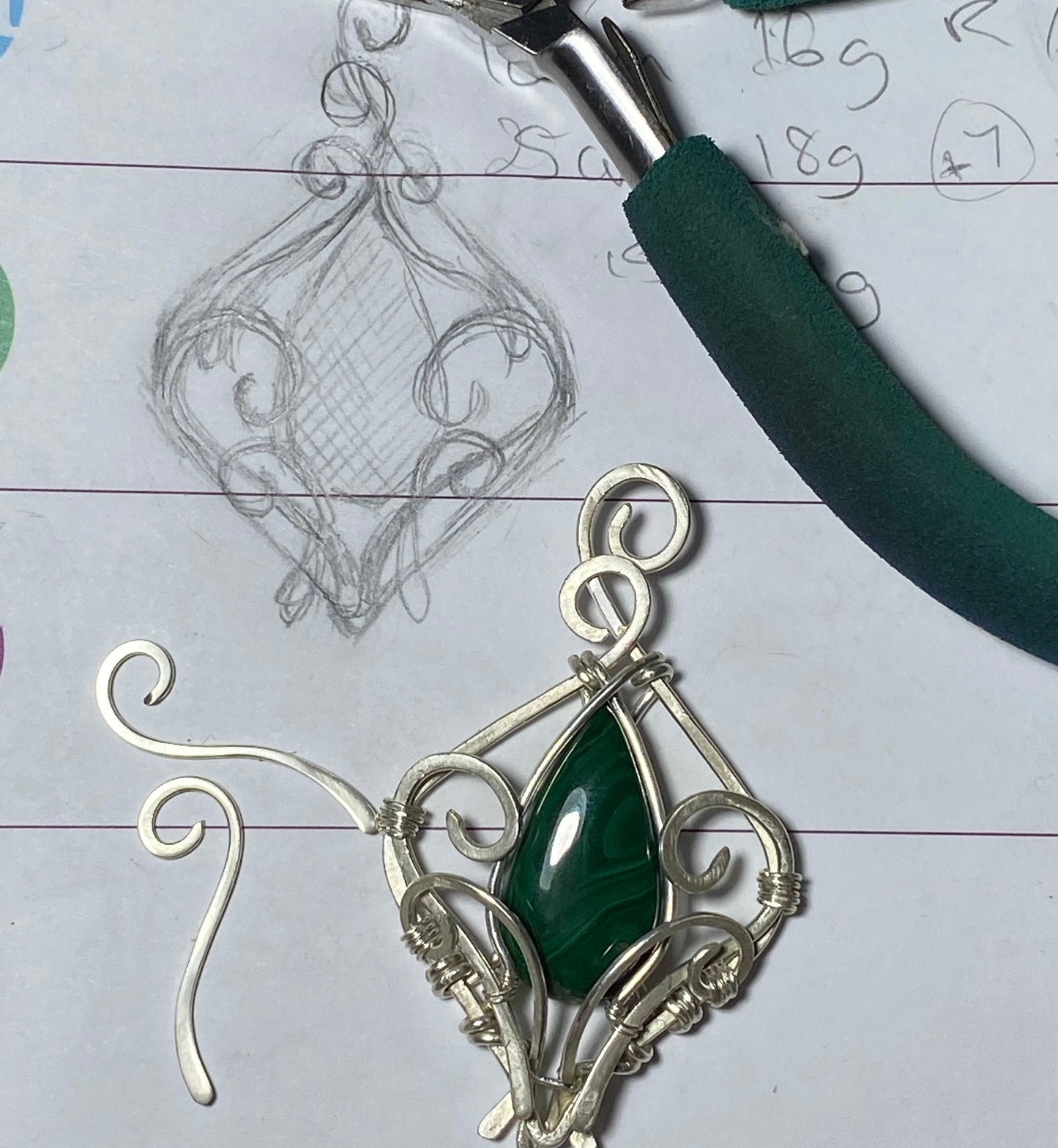 Made to order, commission wire wrap pendant.